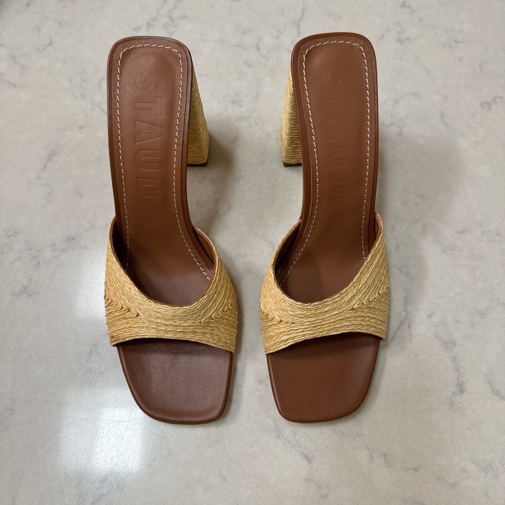 STAUD Sloane Heel Women's Tan and Brown Heeled Mules